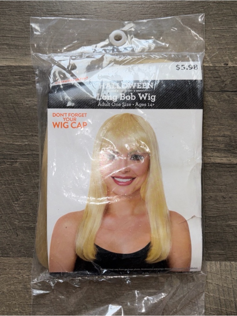 Halloween Long Bob Blonde Wig, Way to Celebrate, Bob Cut Style Female Wig